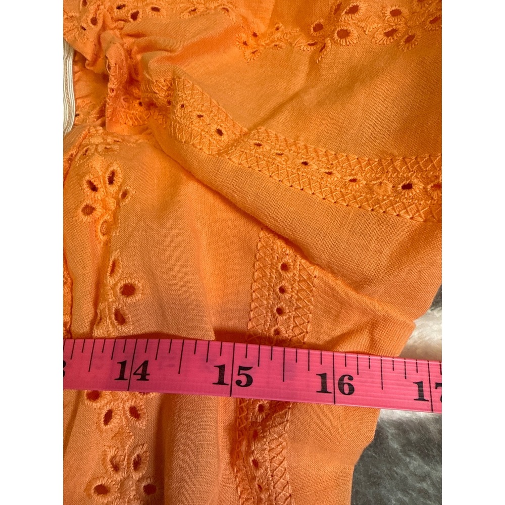 Wild Fable Orange Eyelet Puff Sleeve Crop Top Sweetheart Neck Smocked Back M NEW - Picture 5 of 8